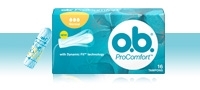 Imagine cu diferite produse din gama de Tampoane o.b.®: o.b.® Original şi o.b.® ProComfort™